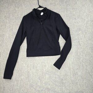 90 Degree By Reflex Womens Black Long Sleeve 1/4 Zip Pullover Top M